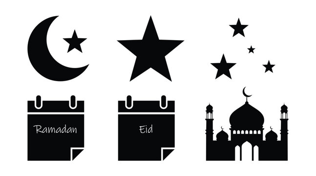 Islamic culture vector illustration with ramadan and eid al adha calendar icons - Powered by Adobe
