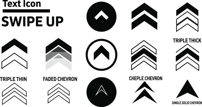 Modern vector collection of upward pointing arrow icons and chevron symbols, ideal for user interface design, mobile applications, and digital interactive elements