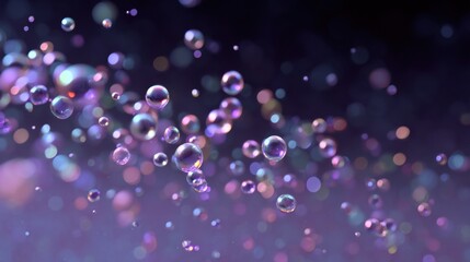 Colorful soap bubbles floating in an abstract background with bokeh effects, creating a dreamy and magical atmosphere for artistic visuals and designs