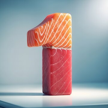 Creative Arrangement Number One Composed of Salmon and Tuna Meat Food