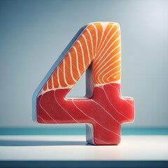 Realistic Illustration Salmon Texture Number Four Food Art Style