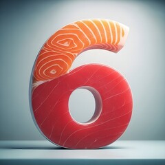 Creative Fish Texture Six Shaped 3D Rendering Delicious Food Concept