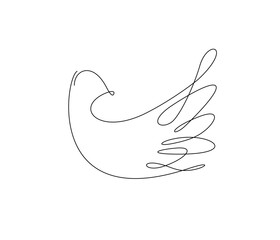 Bird. Single-line logo. Minimalistic dove icon. Stylized illustration of a bird on a white background with a thin outline.