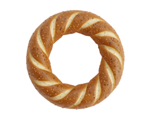 Golden Brown Turkish Simit Bagel Covered in Sesame Seeds turkish bagel bread isolated on a transparent background