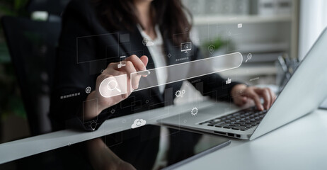 Search engine interface for accessing digital information and online data. Search engine finds data, search engine supports research, drives marketing, search engine improves SEO. Latch