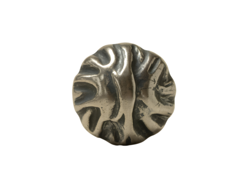 Vintage round metal knob or button in rustic silver finish