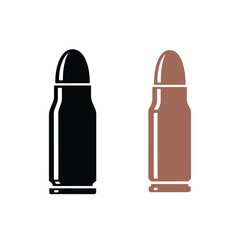 Two stylized bullets one black one brown on white background ammo ammunition