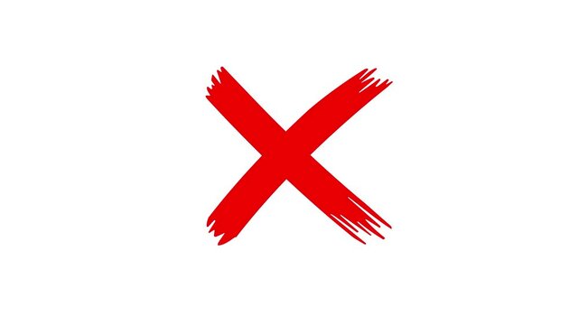 Cross mark animation on white background. incorrect animation, wrong, mistake, error, cancel symbol smooth looping animation.