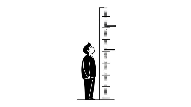 Height Measurement Icon &ndash; Human Figure with Ruler Scale Vector Illustration