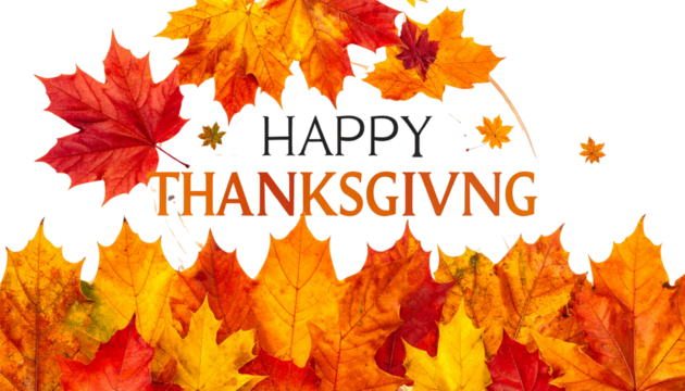 “Happy Thanksgiving” isolated on white background, festive autumn illustration, fall holiday greeting, seasonal celebration design, Thanksgiving message PNG.