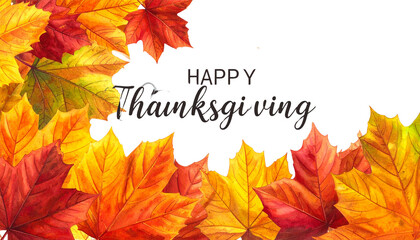 “Happy Thanksgiving” isolated on white background, festive autumn illustration, fall holiday greeting, seasonal celebration design, Thanksgiving message PNG.