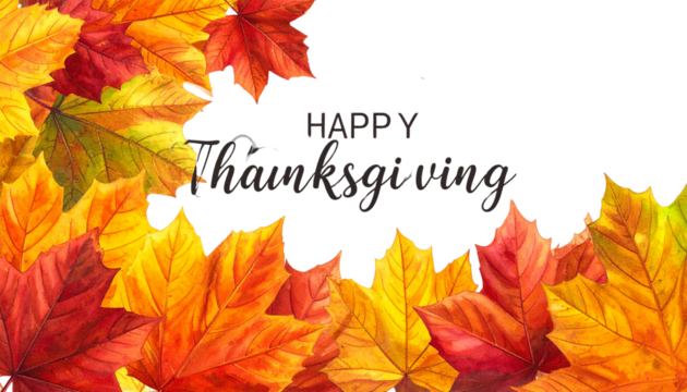 “Happy Thanksgiving” isolated on white background, festive autumn illustration, fall holiday greeting, seasonal celebration design, Thanksgiving message PNG.