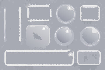 Assorted monochrome shapes rectangles circles and lines with textured edges