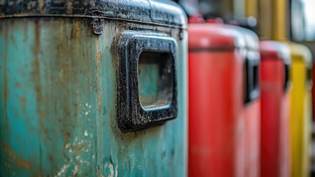 Video A row of luggage sitting next to each other on the floor