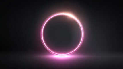 Naklejka premium Glowing Pink Neon Circle on Dark Background Creating an Ethereal Atmosphere for Abstract Artistic Design and Visual Projects