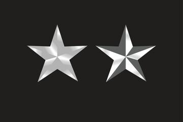 Shiny Silver Metallic Star Icons – 3D Chrome Rating Stars for Badges, Awards, UI Design, and Graphics
