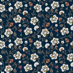 Abstract seamless color full paisley flower leaf bunch pattern