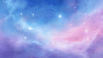 Obraz premium Vibrant Cosmic Background with Twinkling Stars and Colorful Nebulae, Perfect for Fantasy Themes and Space Exploration Visuals