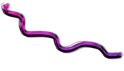 A vibrant purple brushstroke, isolated on transparent background, gracefully curves and flows, creating a dynamic and artistic element for graphic design projects