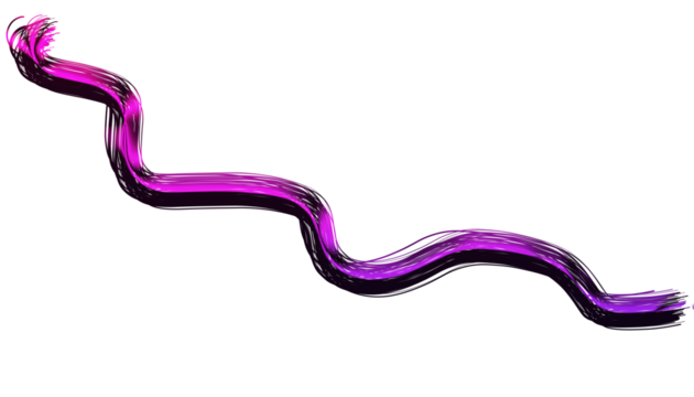 A vibrant purple brushstroke, isolated on transparent background, gracefully curves and flows, creating a dynamic and artistic element for graphic design projects