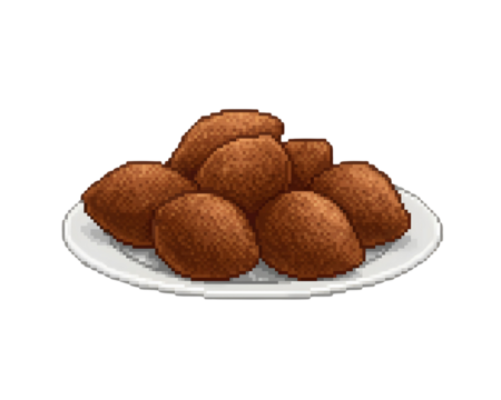 Pixel Art Falafel Balls on a White Plate retro vintage isolated on a transparent background