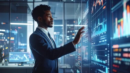 Analyst Examining Stock Market Data on Screen - Powered by Adobe