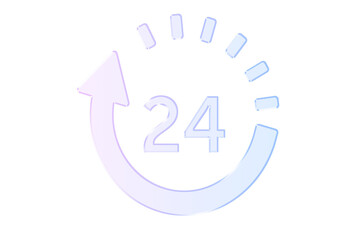 Illustration of a 24hour service icon isolated on transparent background, depicting roundtheclock availability and support for customers and clients