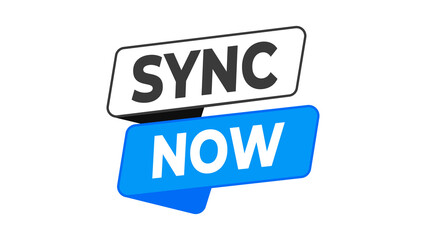 Sync now digital button graphic for data synchronization process and immediate action trigger icon on white background, vector illustration isolated on transparent background