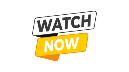 Watch now call to action button for video content and streaming services, isolated graphic element for web and mobile applications isolated on transparent background