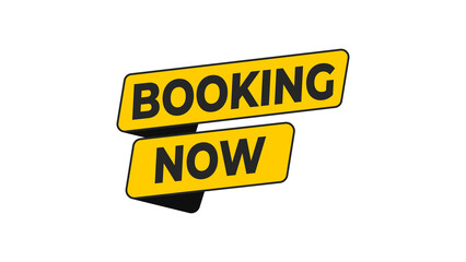 Booking Now bold yellow reservation CTA perfect for travel, hotels, events, appointments, and scheduling platforms encouraging immediate booking actions for high user conversion.