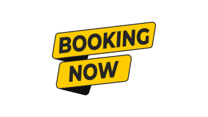 Booking Now bold yellow reservation CTA perfect for travel, hotels, events, appointments, and scheduling platforms encouraging immediate booking actions for high user conversion.