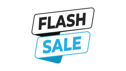 Flash sale banner with modern typography and distinct color blocks announcing limited-time discount opportunities for online shoppers. isolated on transparent background