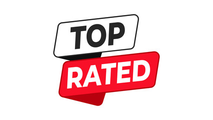Top Rated red badge emphasizing premium quality, best-selling products, trusted services, and highly reviewed items suitable for eCommerce, listings, and promotional displays.