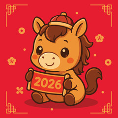 a cute baby horse vector illustration for chinese lunar new year celebration 2026
