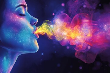 Colorful visual representation of how breath alters ph levels in a stylized diagram