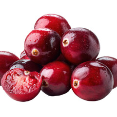 Obraz premium Freshly picked cranberries piled high with droplets of water glistening on their surface, ready for cooking or snacking during the fall season