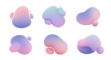 Abstract Gradient Shapes: A collection of six soft, organic forms, each boasting a smooth gradient of colors, offering a modern aesthetic