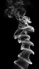 Elegant white smoke flowing and swirling gracefully against a stark black background, creating an abstract and ethereal pattern.