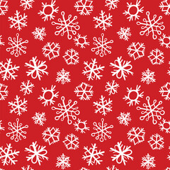 Winter seamless pattern with snowflakes, holiday background. Vector illustration for fabric, textile wallpaper, posters, gift wrapping paper. Christmas vector illustration. Falling snow.