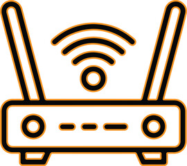 Wireless router icon with wi fi signal