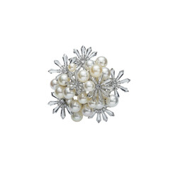 Sparkling cluster of pearls and crystals isolated on transparent background