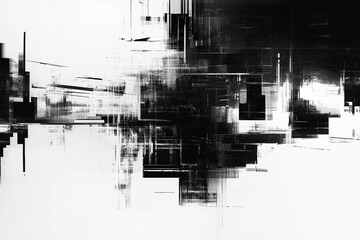 Abstract futuristic cyberpunk displacement map for 3d rendering. Random distorted black white broken glitch screen background. Digital as manual, lo-fi retro video noise overlay 