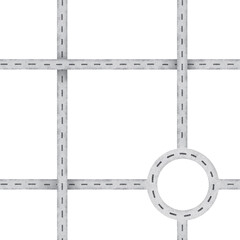 Naklejka premium Seamless pattern of urban asphalt roads. Watercolor hand drawn kids background of avenue. Baby print of streets and ring road for children carpet, fabric, textile, playmat, bedding, stationery