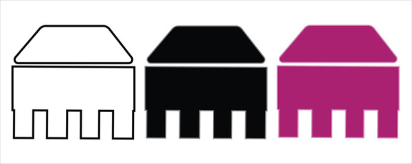 Abstract house icons, white, black, magenta, isolated on