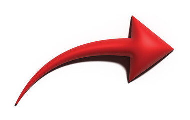 3D Red Curved Arrow Pointing Right on White Background vector illustration