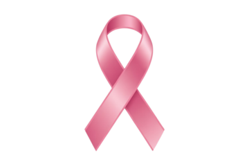 Pink ribbon symbol for breast cancer awareness and support