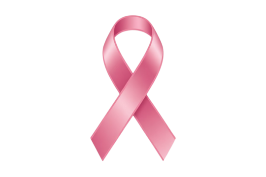 Pink ribbon symbol for breast cancer awareness and support
