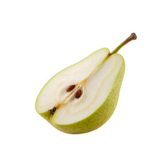 Half of a ripe green pear isolated on transparent background