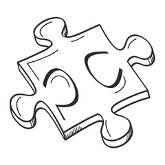 Single puzzle piece sketch, a symbol of solution