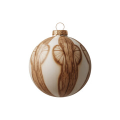 Cream and gold striped christmas ornament isolated on transparent background